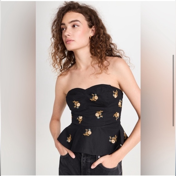 NWT!Veronica Beard Chaka Strapless Floral Embroidered Corset Bodice Top Black 🖤 - Picture 6 of 15